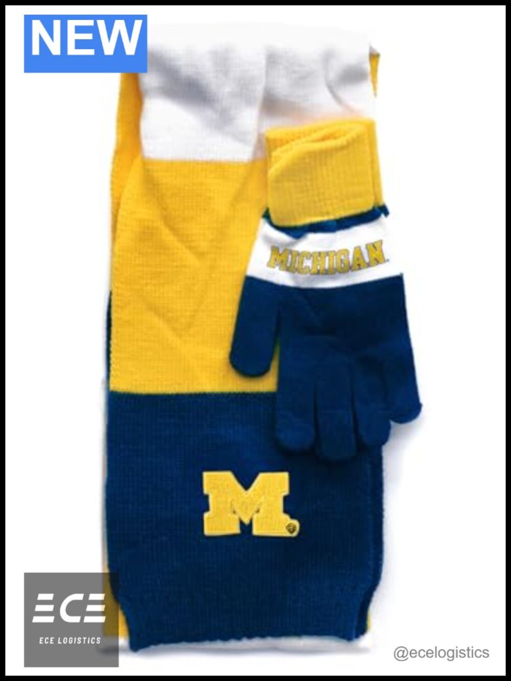 Michigan Wolverines Knit Scarf & Glove Set One Size Cold Weather